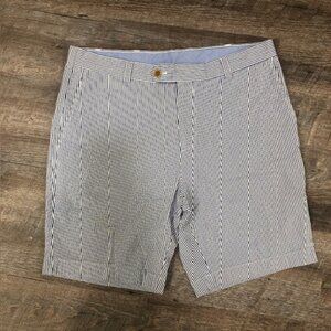 Brooks Brothers Shorts Mens 36 Seersucker Pinstripe Blue White 100% Cott…